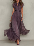 VESTIDO CON RIBETE DE ENCAJE DE GASA
