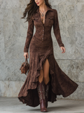 VESTIDO LARGO CON VOLANTES