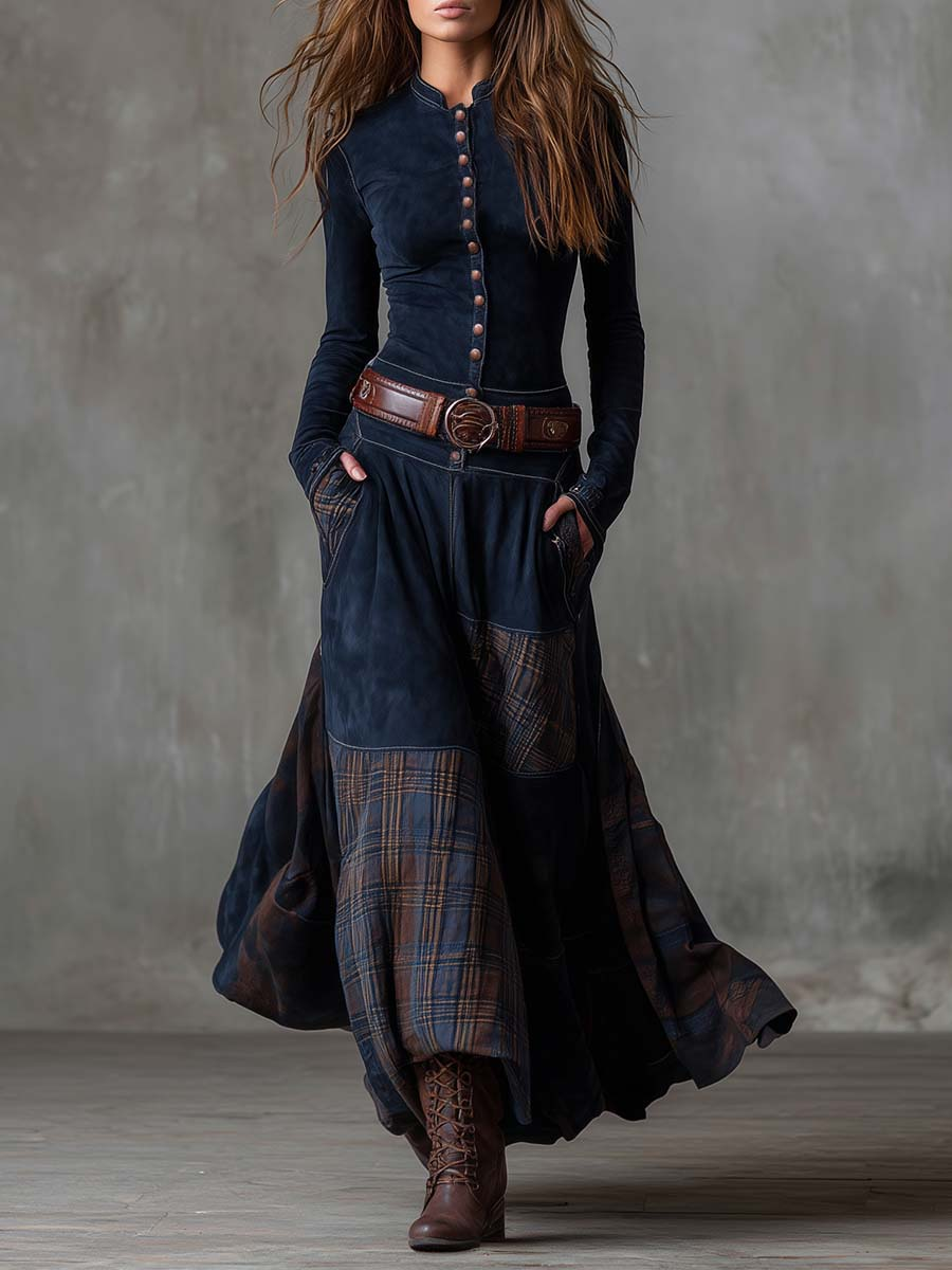 VESTIDO LARGO VINTAGE (INCLUYE CINTURÓN)