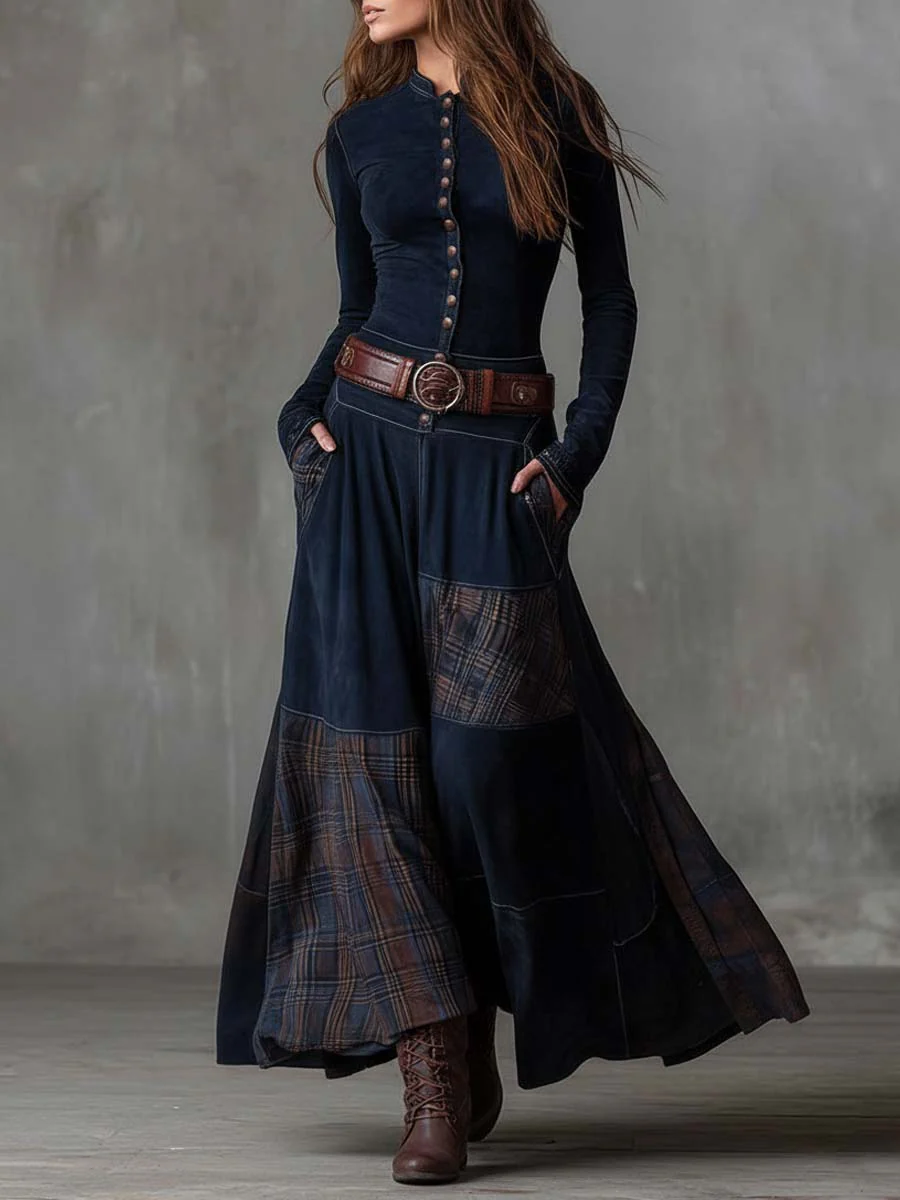 VESTIDO LARGO VINTAGE (INCLUYE CINTURÓN)