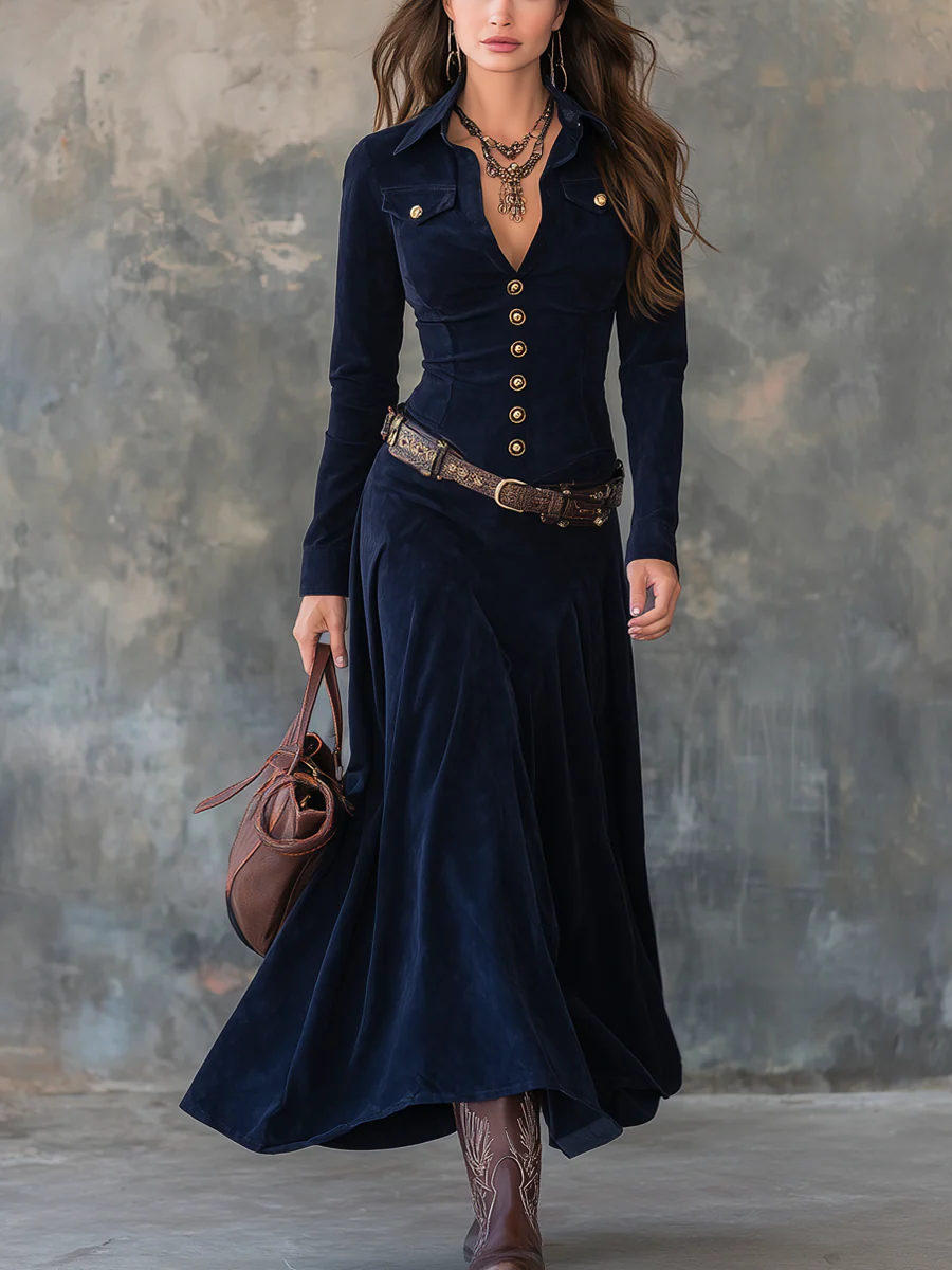 VESTIDO LARGO CON BOTONES
