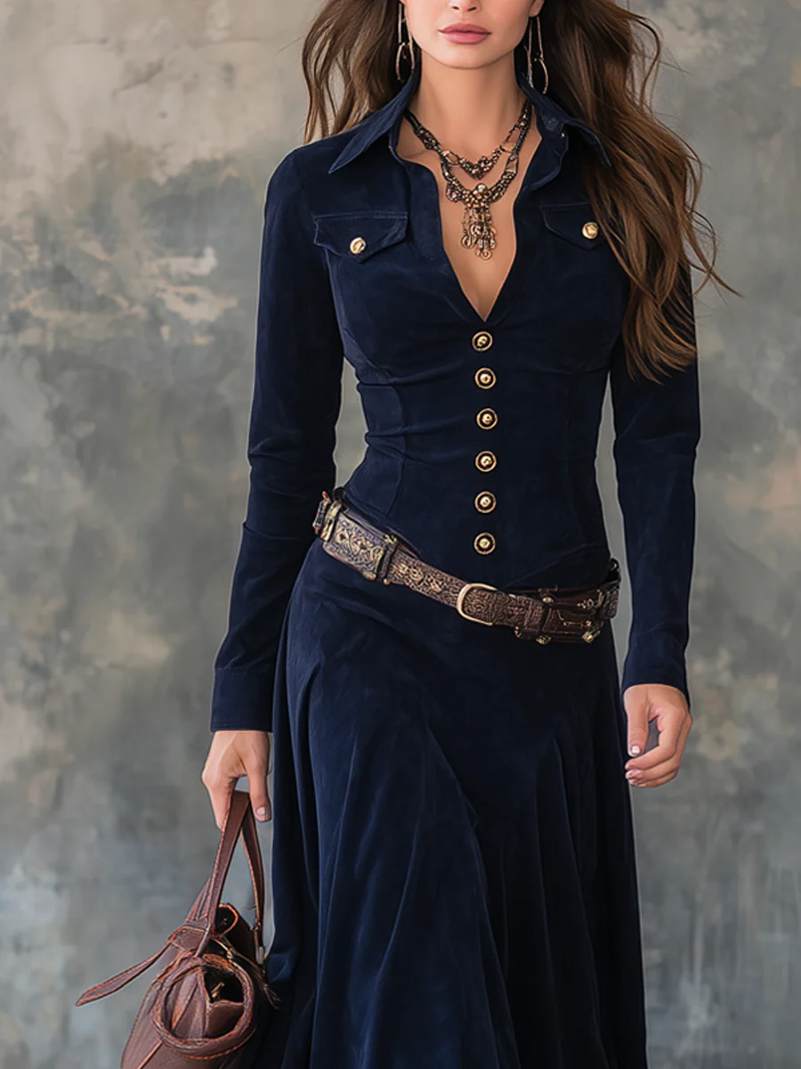 VESTIDO LARGO CON BOTONES