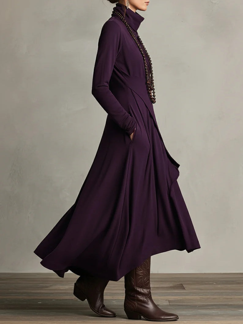 VESTIDO ASIMÉTRICO CON CUELLO ALTO