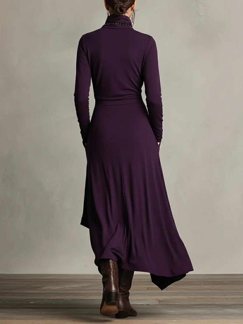 VESTIDO ASIMÉTRICO CON CUELLO ALTO