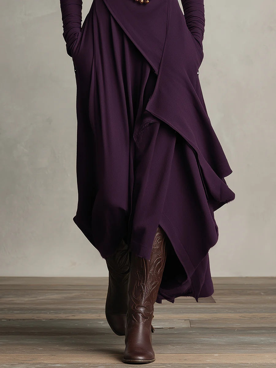 VESTIDO ASIMÉTRICO CON CUELLO ALTO