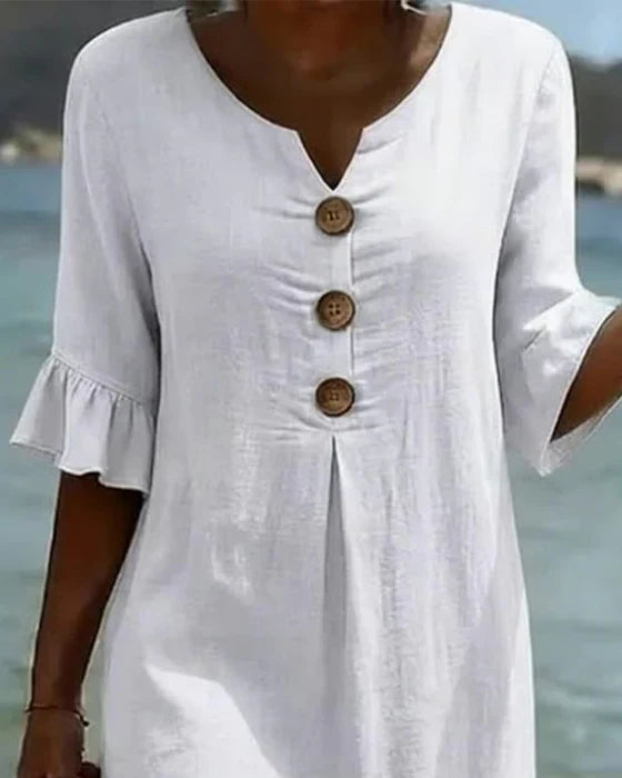 VESTIDO DE ALGODÓN Y LINO