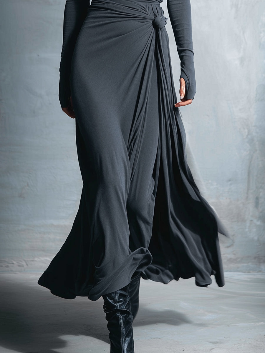 VESTIDO LARGO CON NUDO LATERAL
