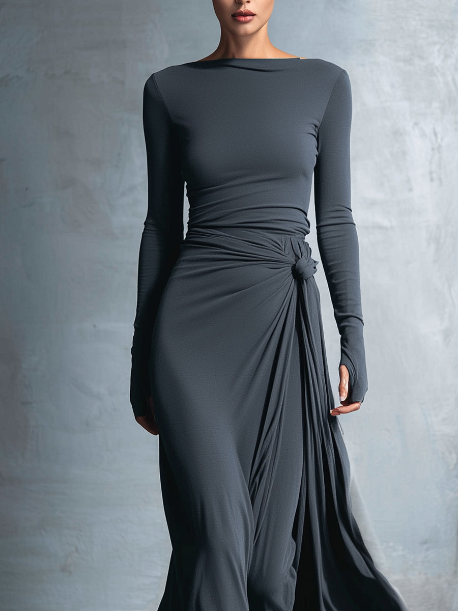 VESTIDO LARGO CON NUDO LATERAL
