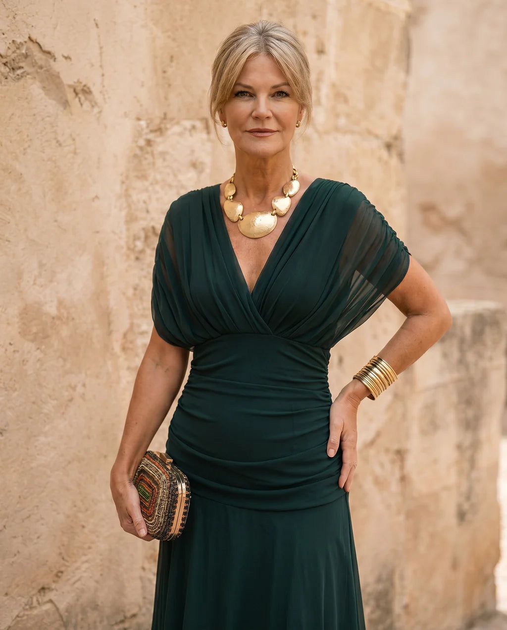 VESTIDO ELEGANTE CON ESCOTE EN V