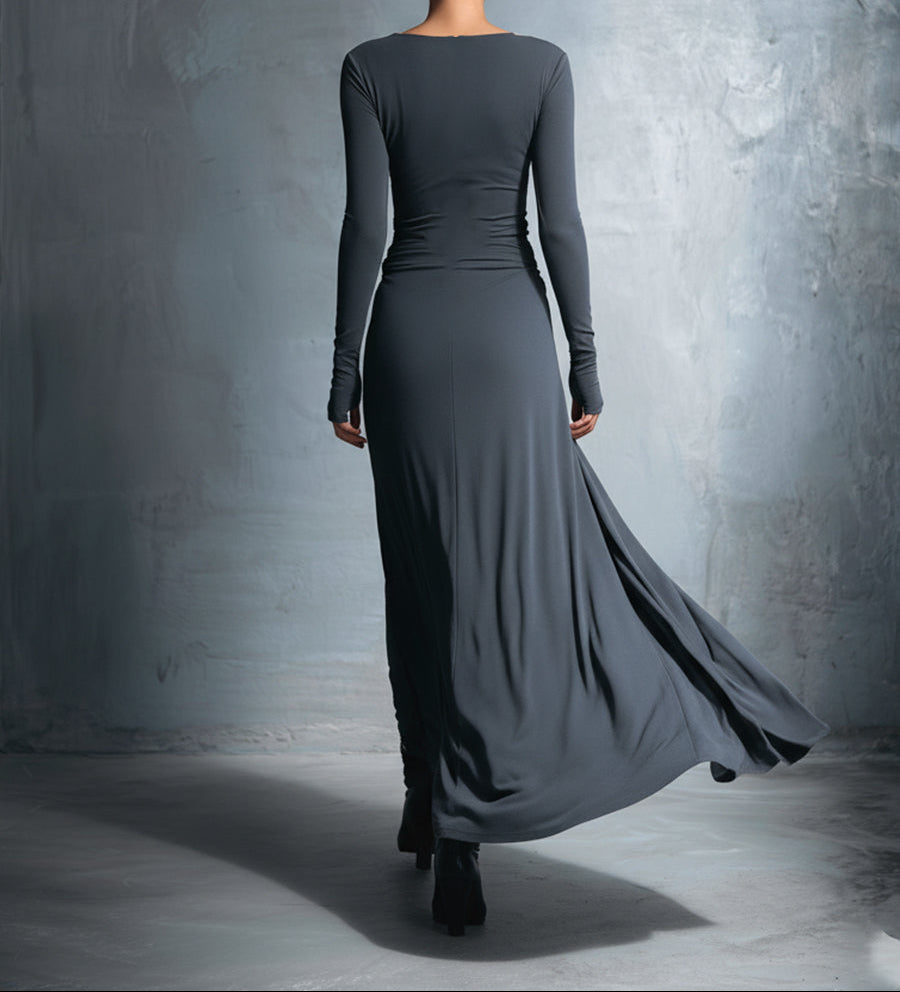 VESTIDO LARGO CON NUDO LATERAL