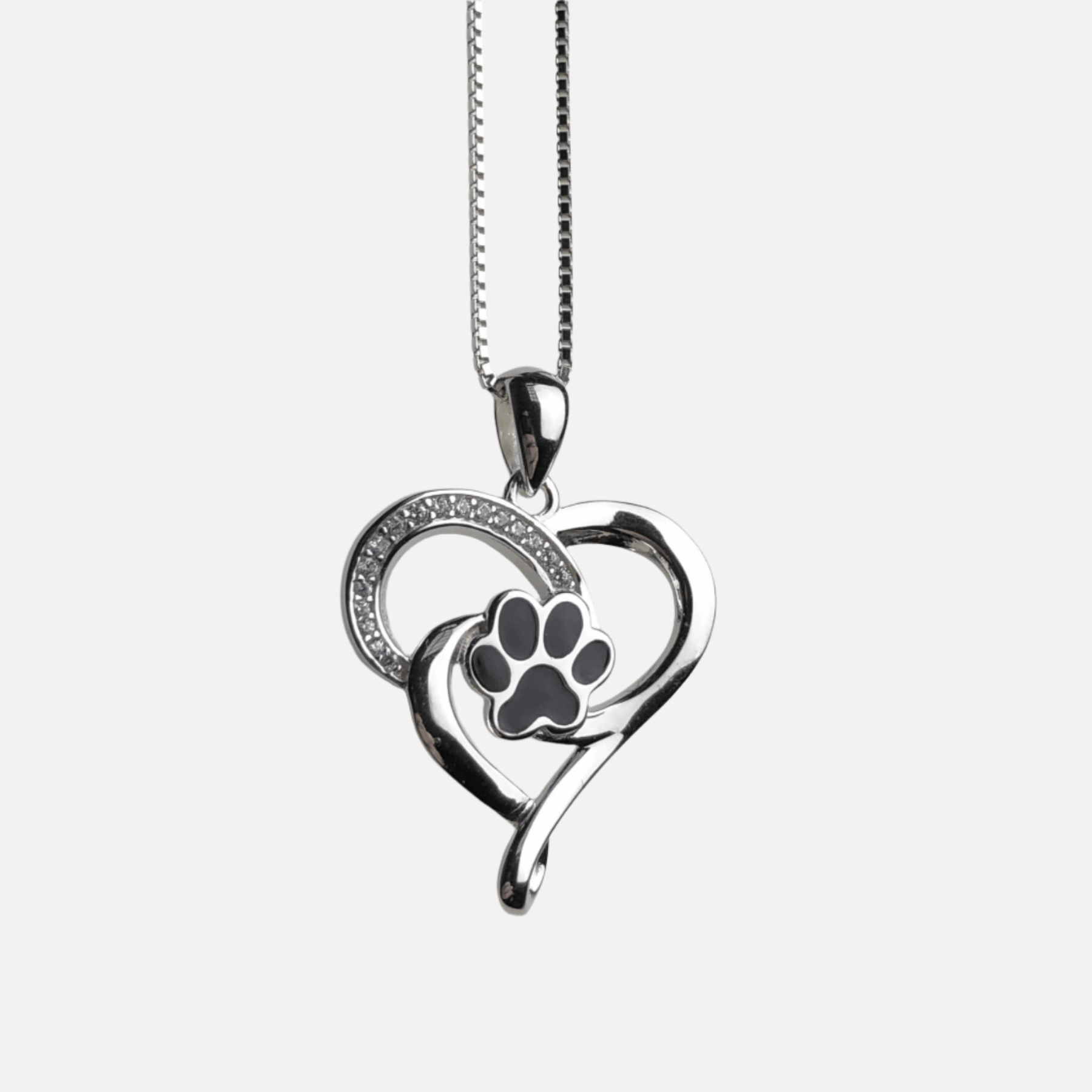 Collar Infinity en acero inoxidable con corazón y huella