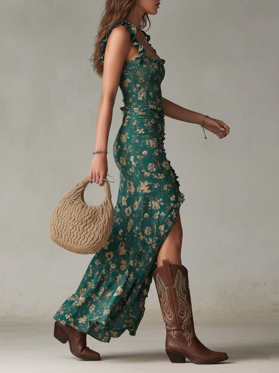 VESTIDO LARGO ESTILO RETRO