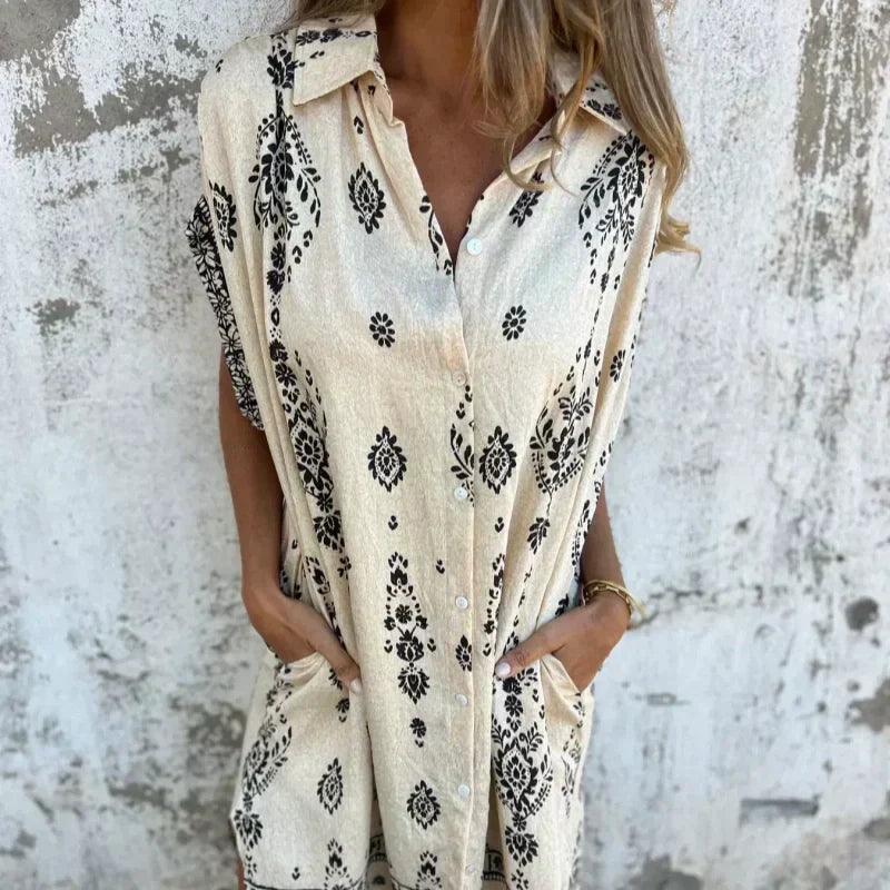VESTIDO ESTAMPADO CON BOLSILLOS