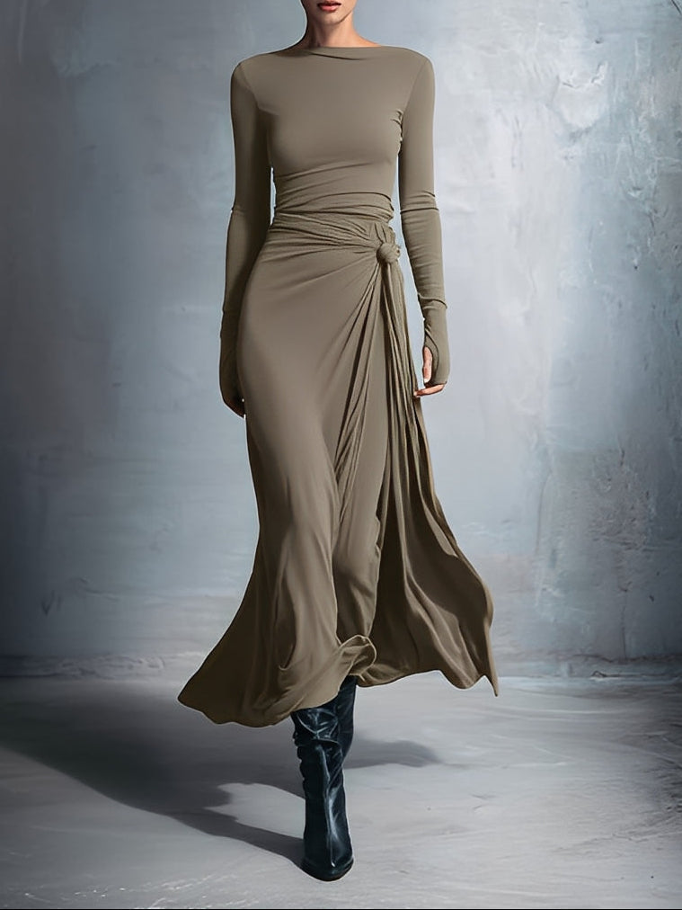 VESTIDO LARGO CON NUDO LATERAL